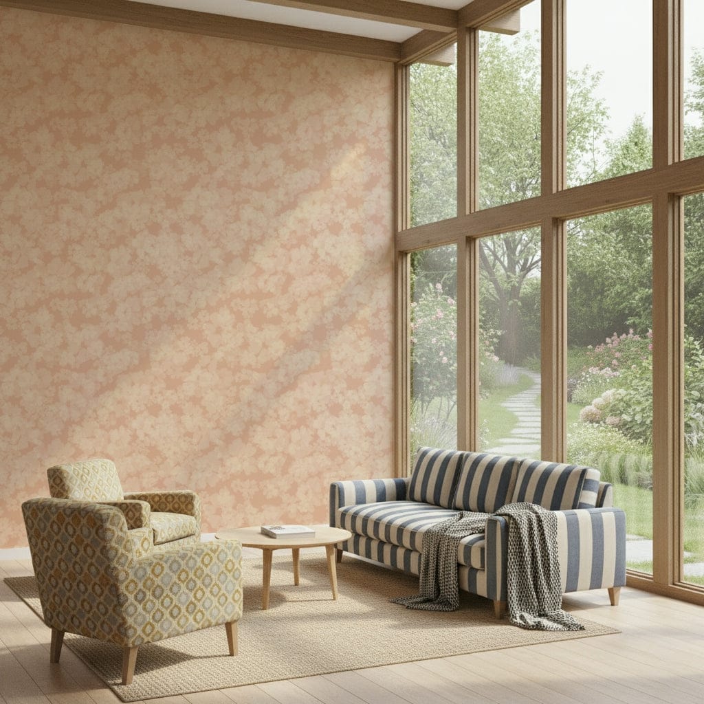 Layered floral shapes give depth to Blush Bloom Brushstrokes pattern.