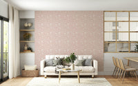 A pastel blush wallpaper enriched with graceful blooming flowers for a gentle spring ambiance.