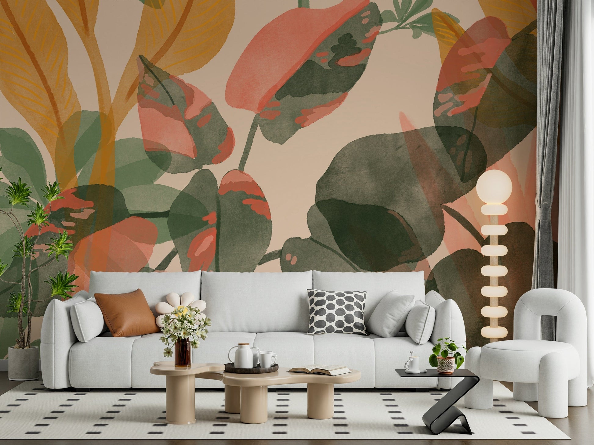 An artistic nature inspired mural for home decor.