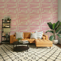 Stylish abstract wallpaper in warm blush brush design

