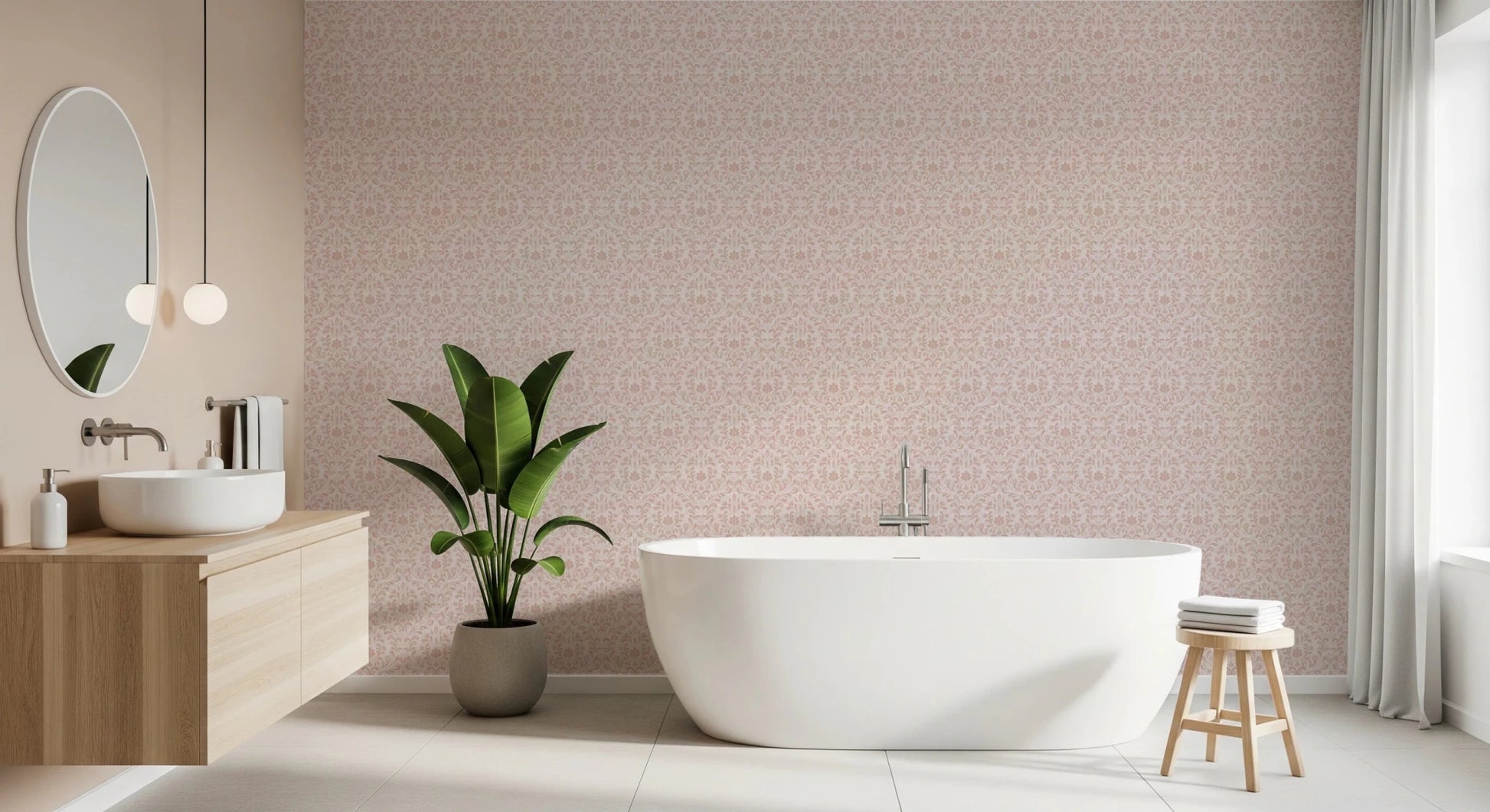 Blush Damask Dream Wallpaper⁠