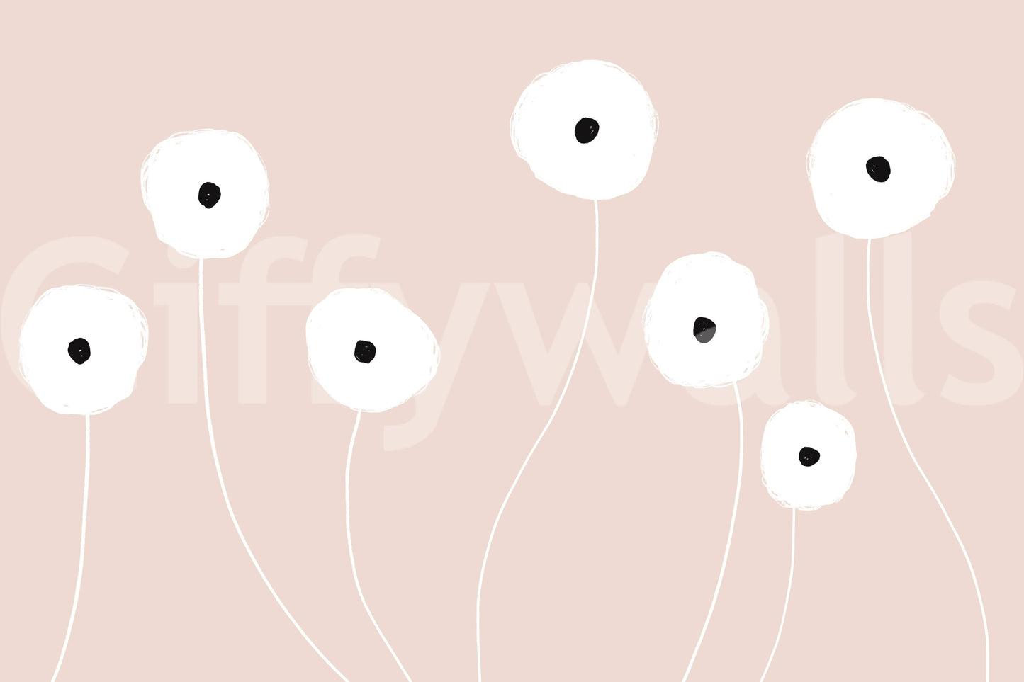 A calming floral design wallpaper mural that defines a space.

