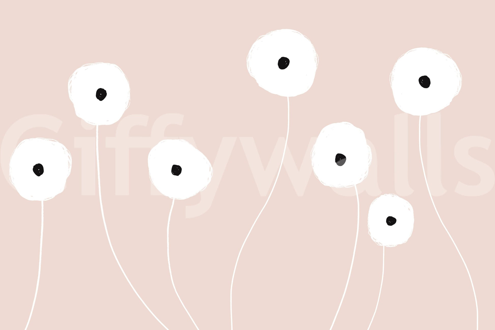 A calming floral design wallpaper mural that defines a space.

