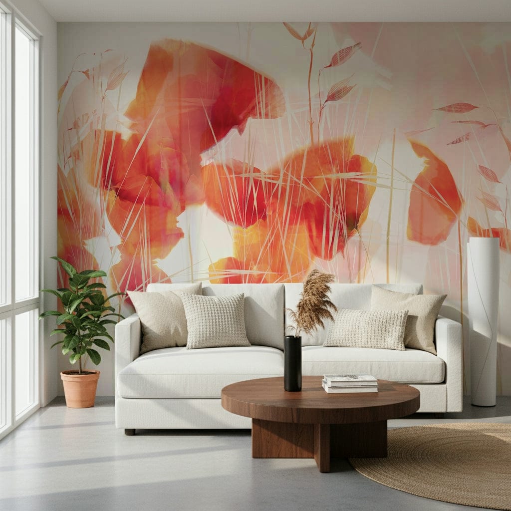 A contemplative flower pattern wallpaper mural for a feature wall.

