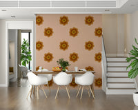 A beautiful modern art wall mural of linen flowers.