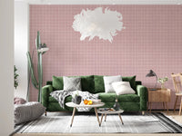 Blush Linen Grid Wallpaper⁠