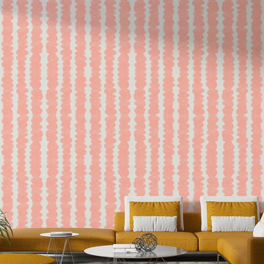 Gentle blush-colored pebble rows wallpaper for bedrooms

