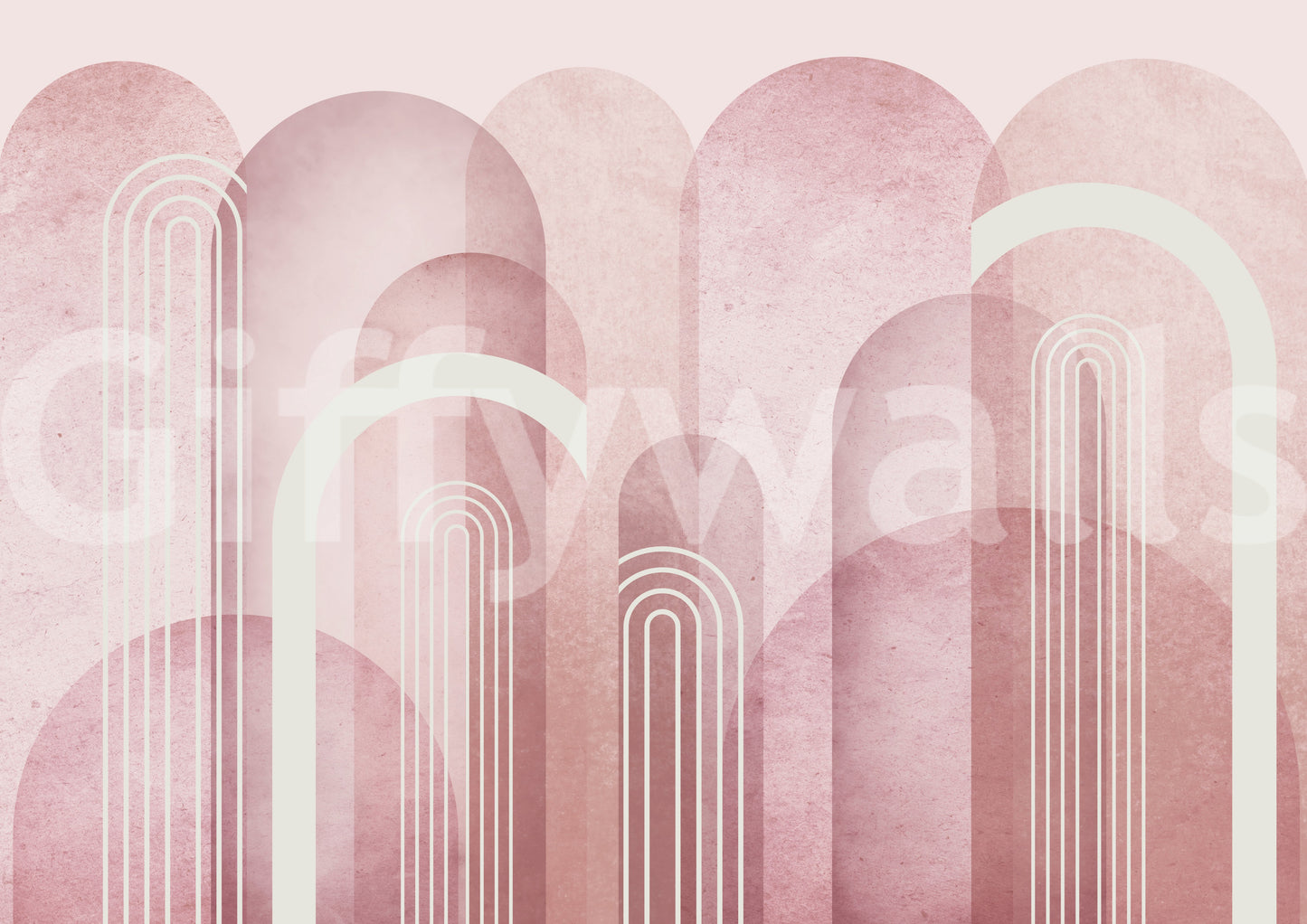 Vintage-inspired blush pink arches wall mural for living areas

