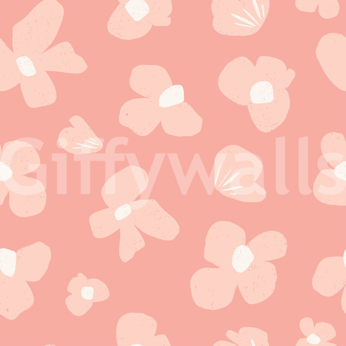 Blush pink Bloom wallpaper close-up of soft cream and white flowers on a rosy blush pink background