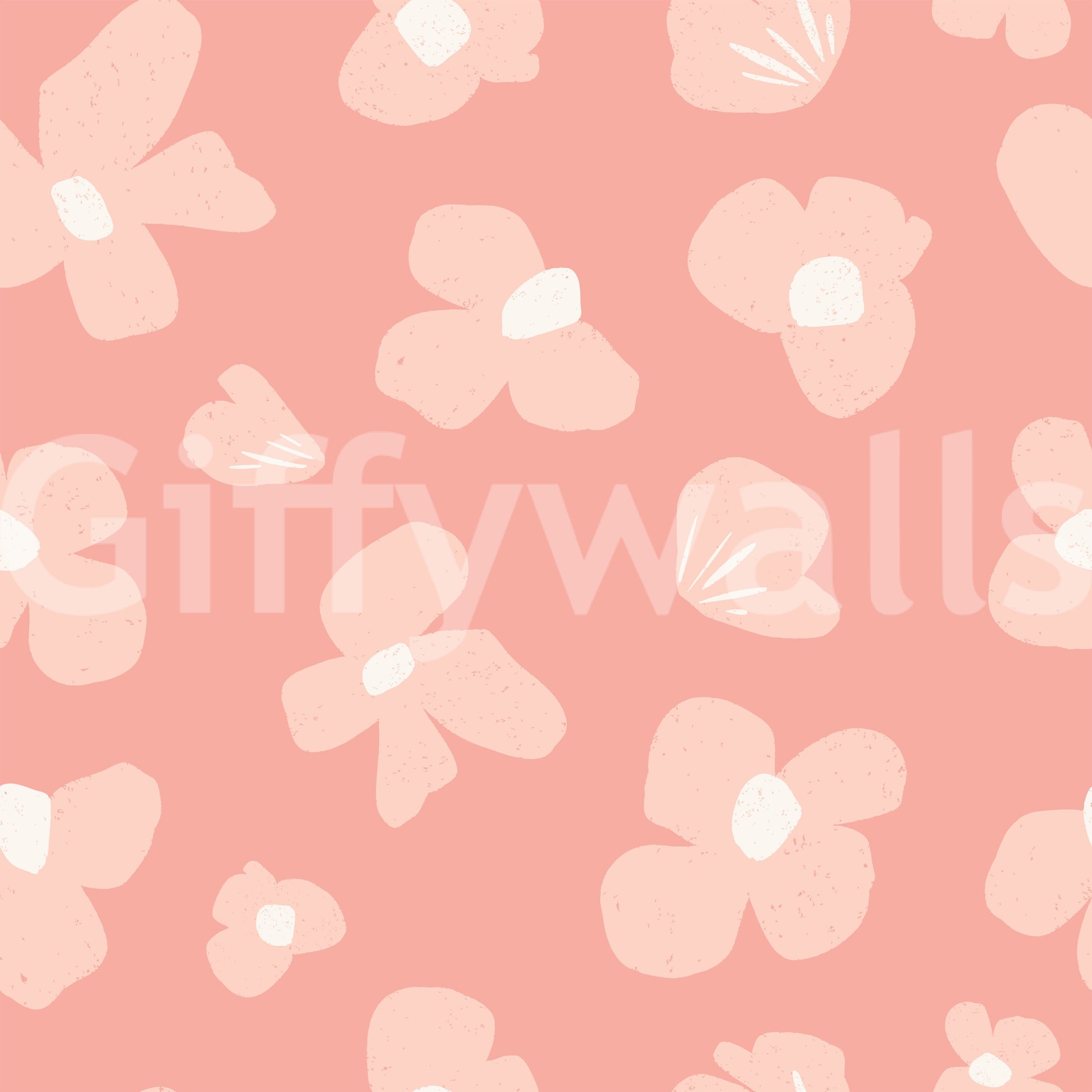 Blush pink Bloom wallpaper close-up of soft cream and white flowers on a rosy blush pink background