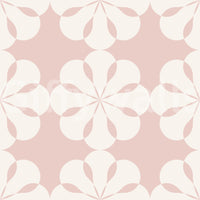 Pretty pink mosaic wallpaper for a serene bedroom space.
