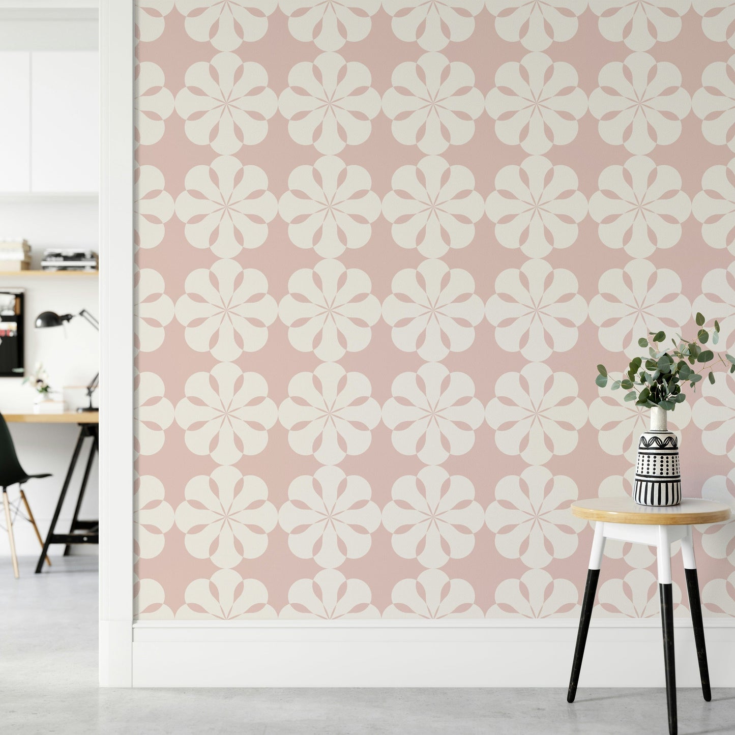 Elegant botanical cutout wallpaper for soft interiors.
