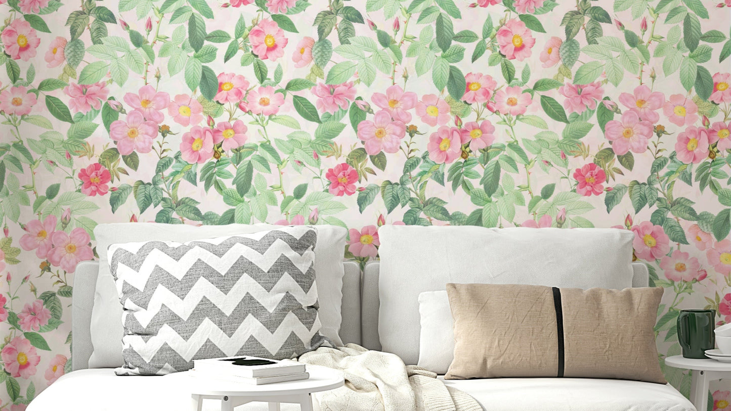 Blush rose garden wallpaper for walls

