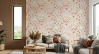 Abstract flower textile texture, Blush Watercolor Blooms wall print.