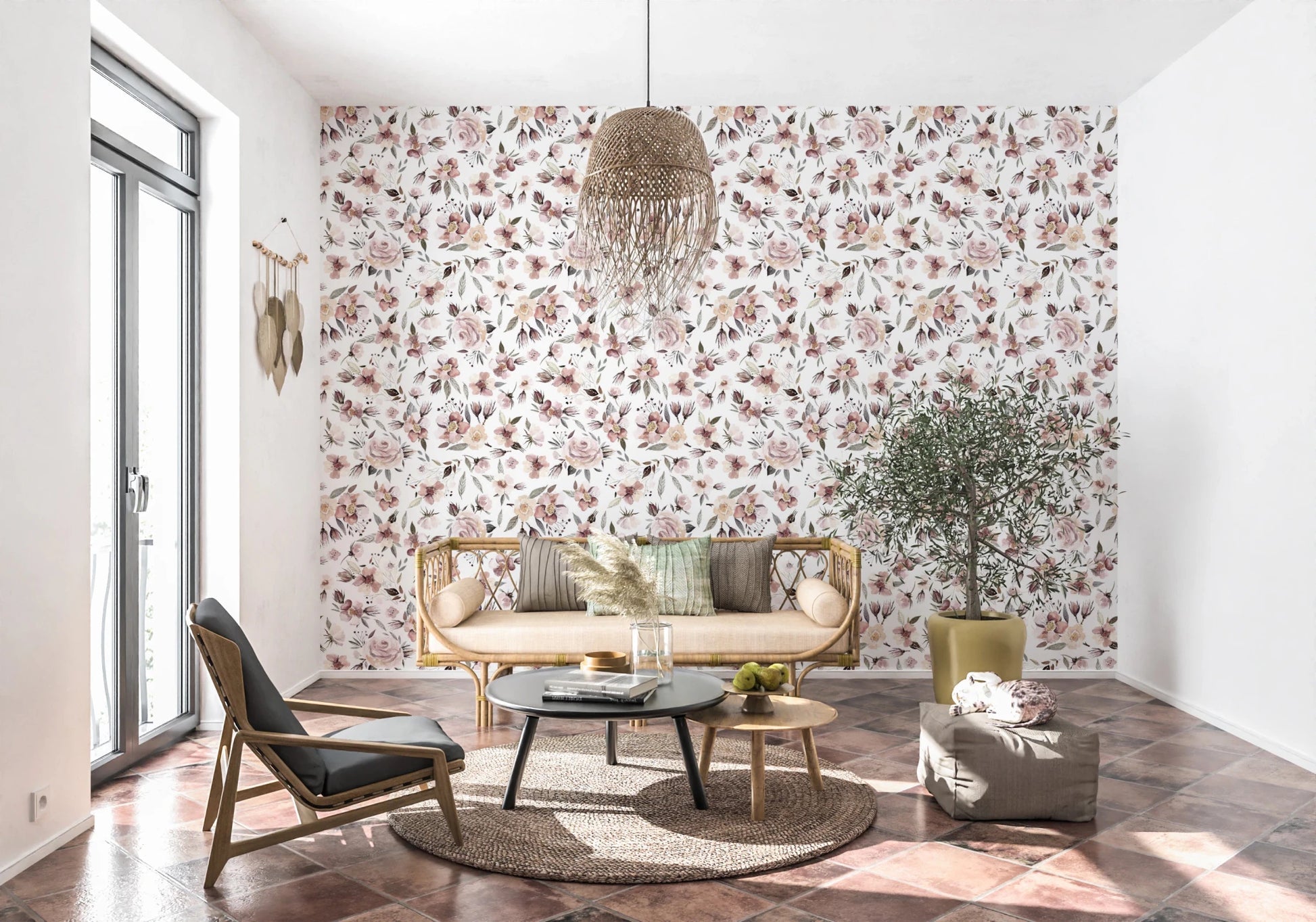 Blush Winter Bloom Wallpaper⁠