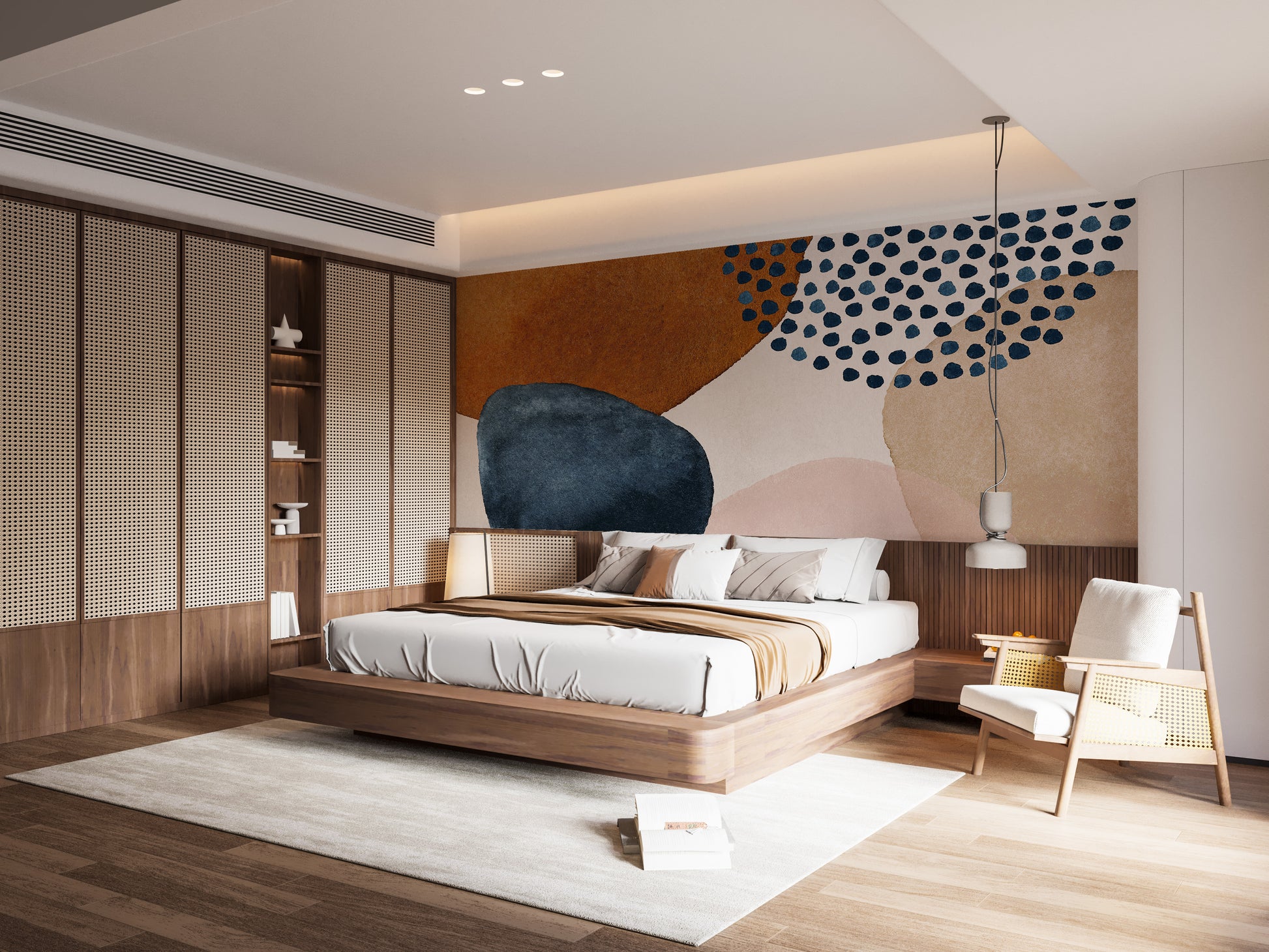 Bohemian Beige Watercolor Mural Wallpaper