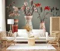 Dried flower arrangement mural subtle Floral Collection colors.
