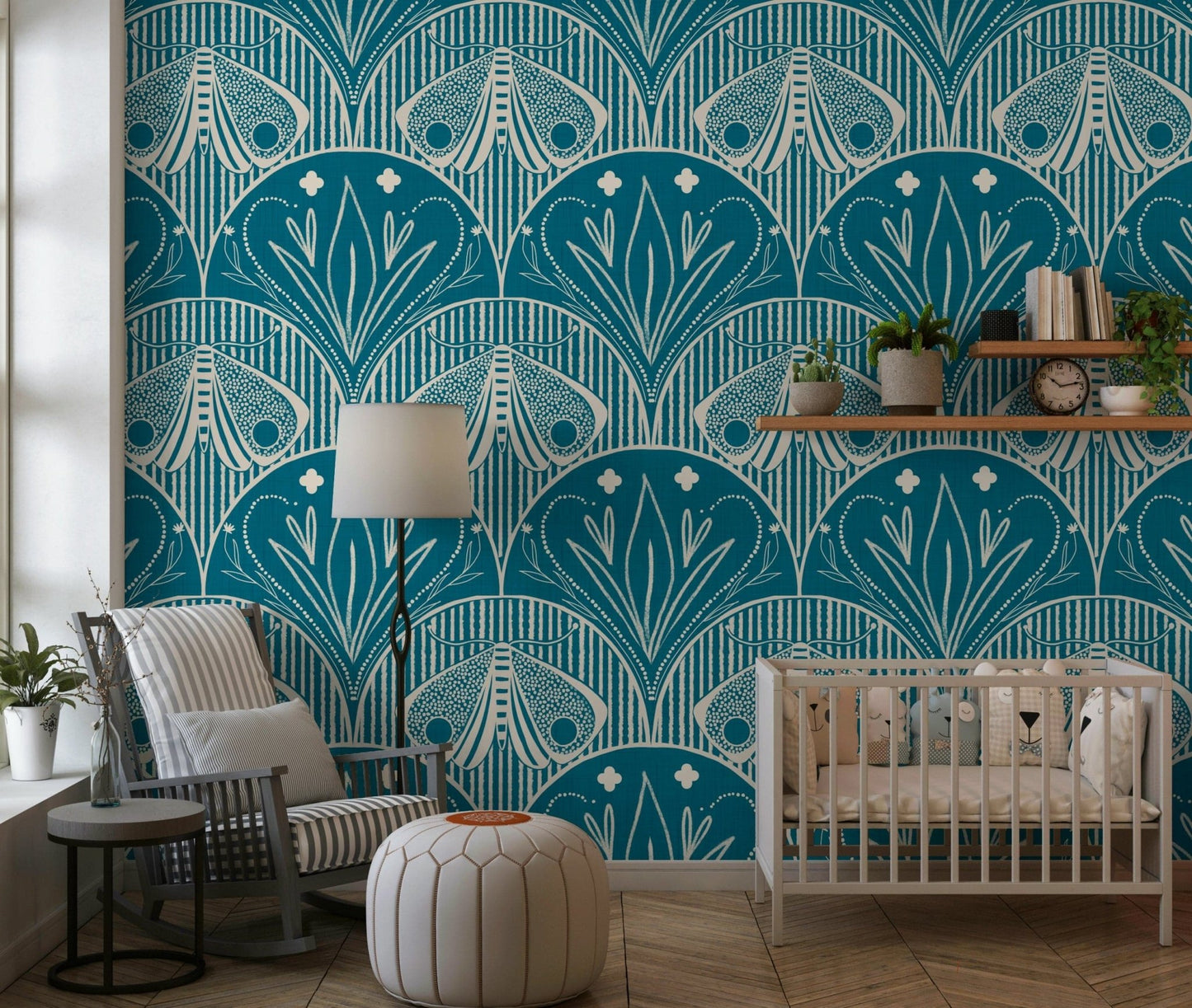 Modern Boho Art Nouveau backdrop abstract floral sprig element.