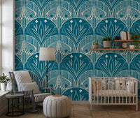 Modern Boho Art Nouveau backdrop abstract floral sprig element.