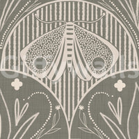 Boho Art Nouveau Scallop Butterfly Floral in Warm Taupe Grey Wallpaper⁠