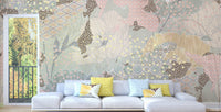 Vibrant boho wall mural with patterns
