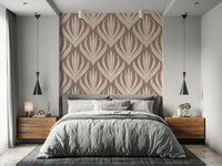 Boho Botanical Echoes wallpaper mural showcasing flowing leaf patterns with a hand-drawn feel.