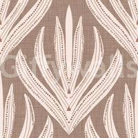 Organic wallpaper with stylized botanical designs arranged in a harmonious boho pattern.