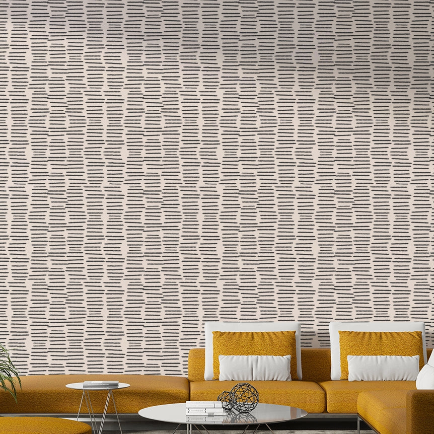 Dark grey stripes wallpaper with organic pattern

