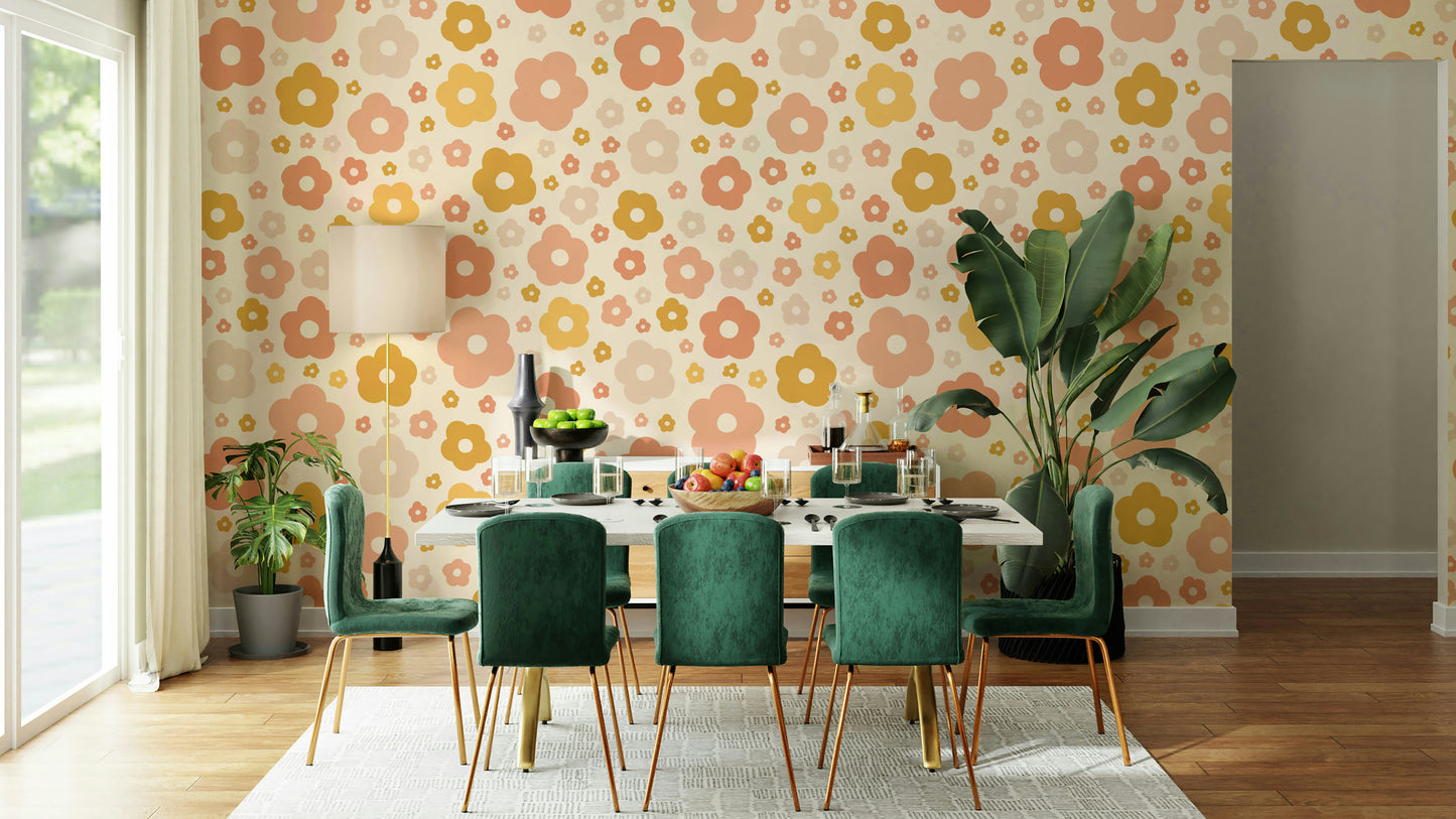 Pastel daisy pattern wall covering

