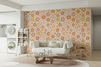 Yellow and peach daisy wall design

