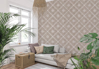 Boho Dotted Lattice Grunge Earthy Beige Wallpaper⁠