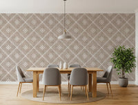 Boho Dotted Lattice Grunge Earthy Beige Wallpaper⁠
