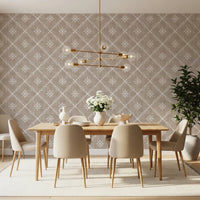 Boho Dotted Lattice Grunge Earthy Beige Wallpaper⁠