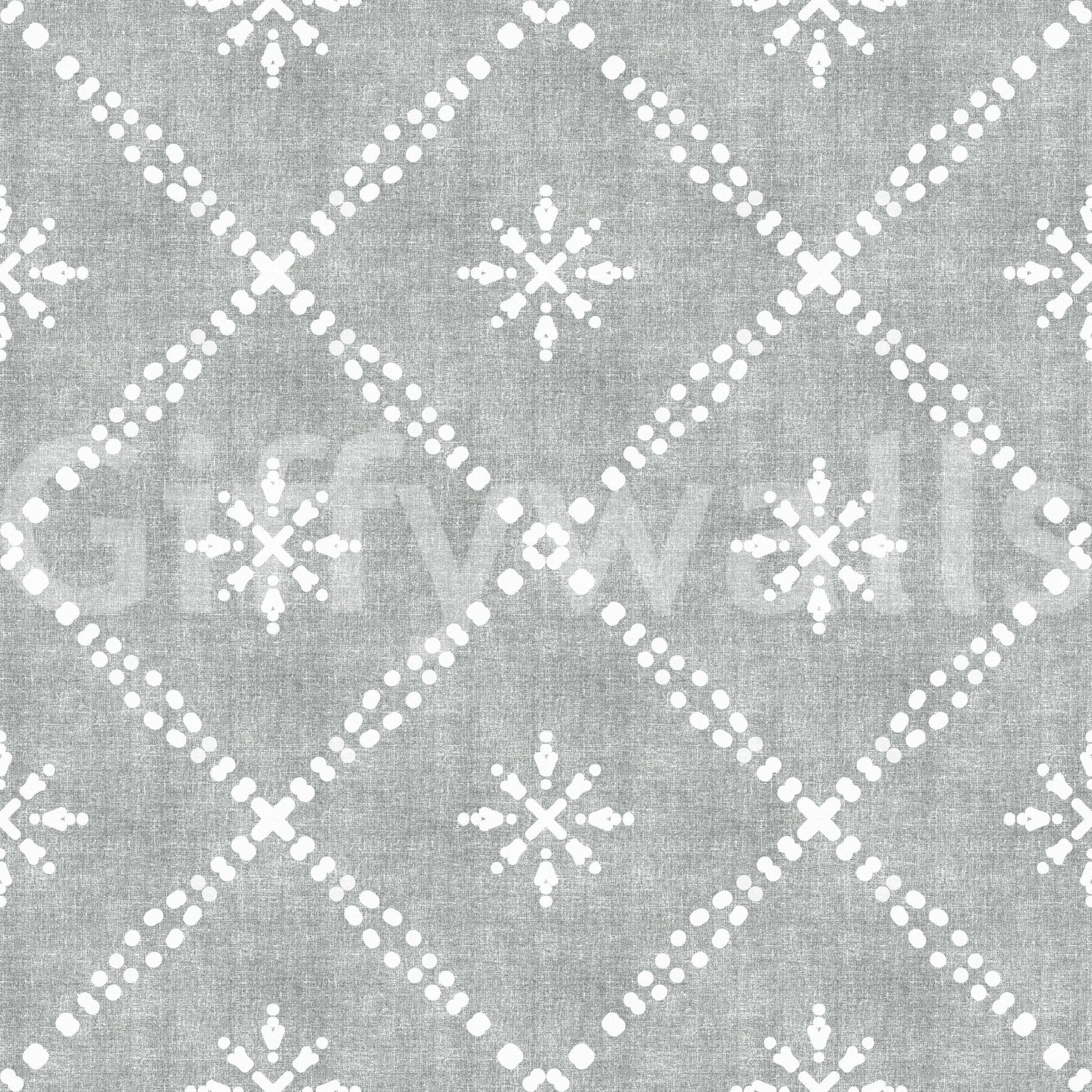 Boho Dotted Lattice Grunge Grey Clouds Wallpaper⁠