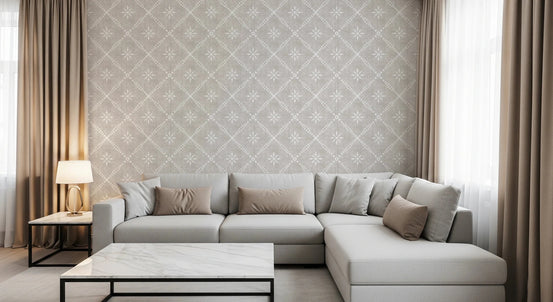 Boho Dotted Lattice Grunge Neutral Wallpaper⁠