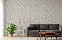 Boho Dotted Lattice Grunge Neutral Wallpaper⁠
