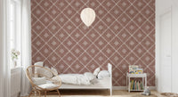 Boho Dotted Lattice Grunge Terracotta Red Wallpaper⁠