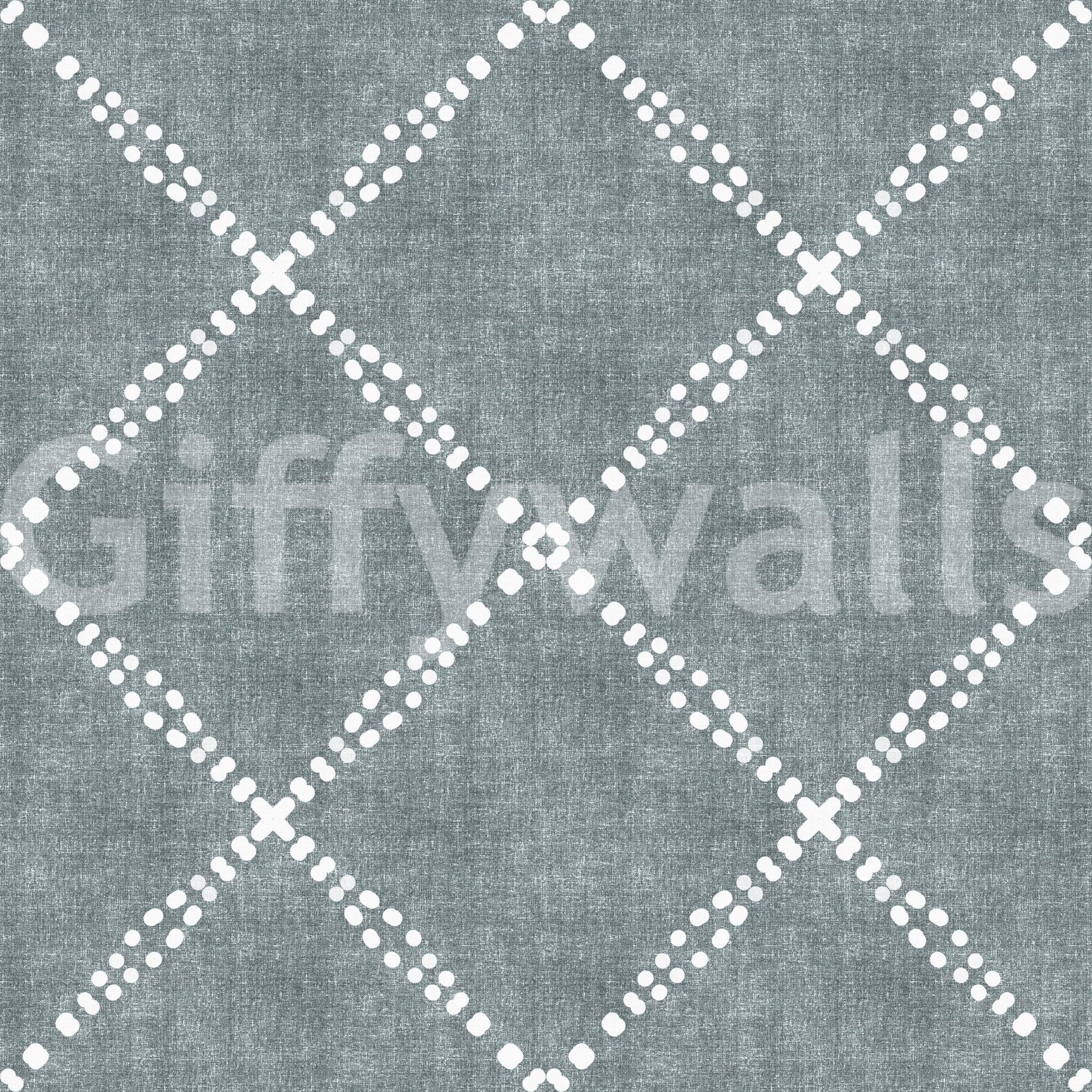 Boho Dotted Trellis Grunge Calming Blue Wallpaper⁠
