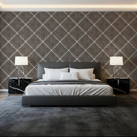 Boho Dotted Trellis Grunge Dark Bark Wallpaper⁠