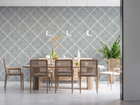 Boho Dotted Trellis Grunge Grey Clouds Wallpaper⁠