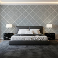 Boho Dotted Trellis Grunge Grey Clouds Wallpaper⁠