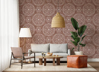 Boho Fireworks Grunge Terracotta Red Wallpaper⁠