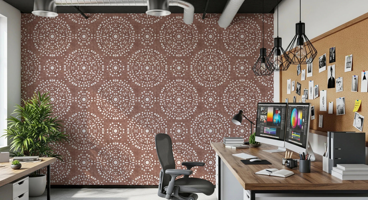 Boho Fireworks Grunge Terracotta Red Wallpaper⁠