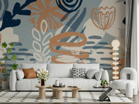 A calming abstract design wallpaper mural that defines a space.

