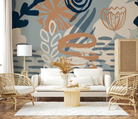 A graceful subtle pattern wall mural in warm, earthy tones.

