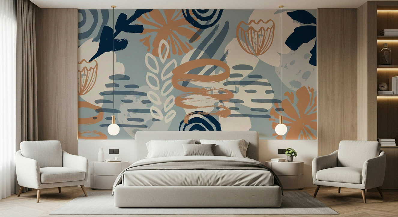 A beautiful abstract brushstroke wallpaper mural for a modern home.

