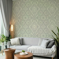 The image shows a repeating design of a mosaic of shapes.

