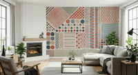 An artistic soft focus mural on minimalist wallpaper.