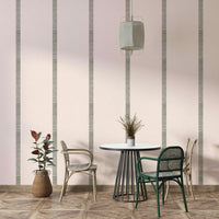 Beige and grey striped wallpaper with boho golden highlights

