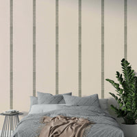 Elegant boho stripes wallpaper in soft beige and grey tones

